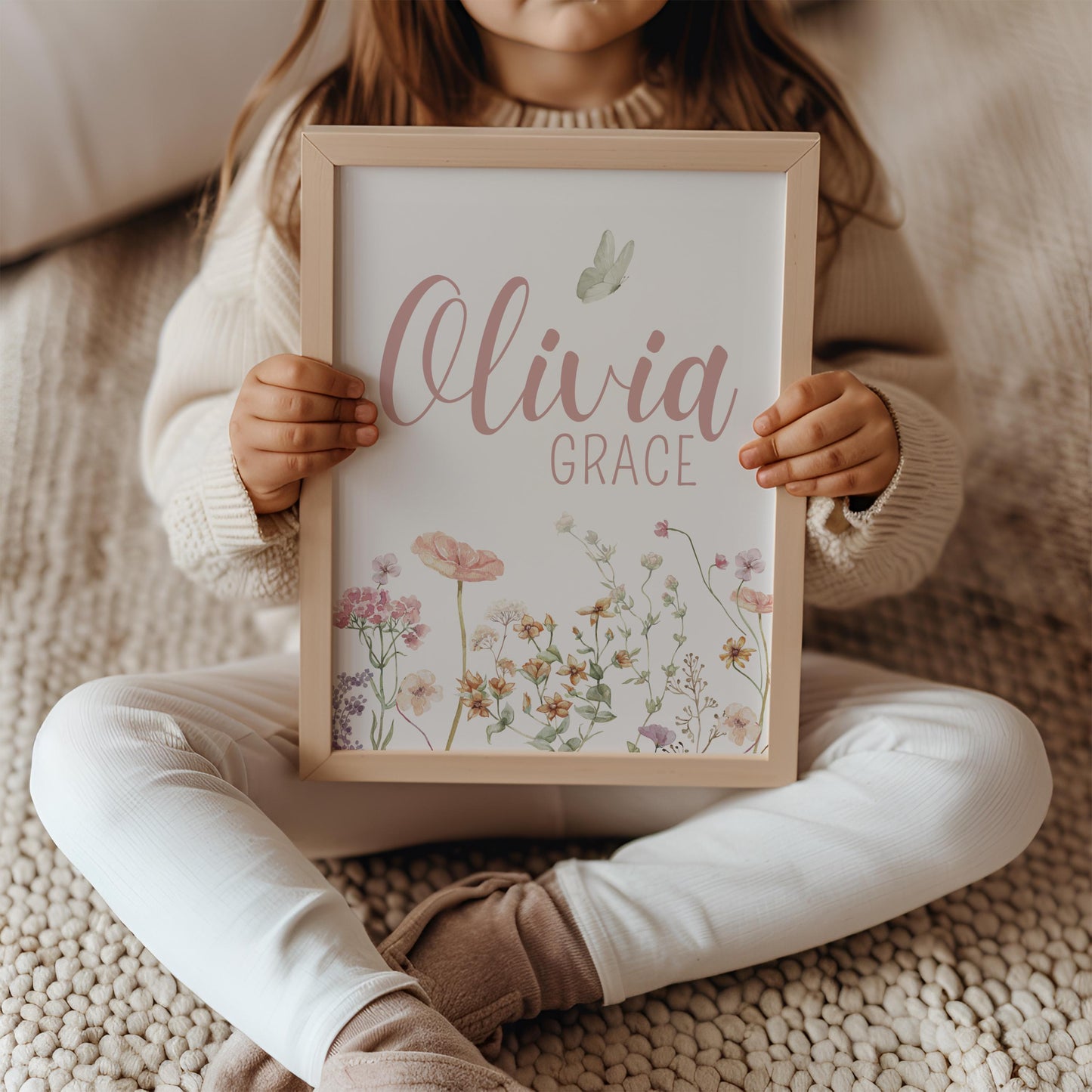 Personalized Wildflowers Nursery Wall Art Prints Set Of 3 | Baby girl Name Sign | Boho , Nursery Decor | Digital download Suartprintstudio