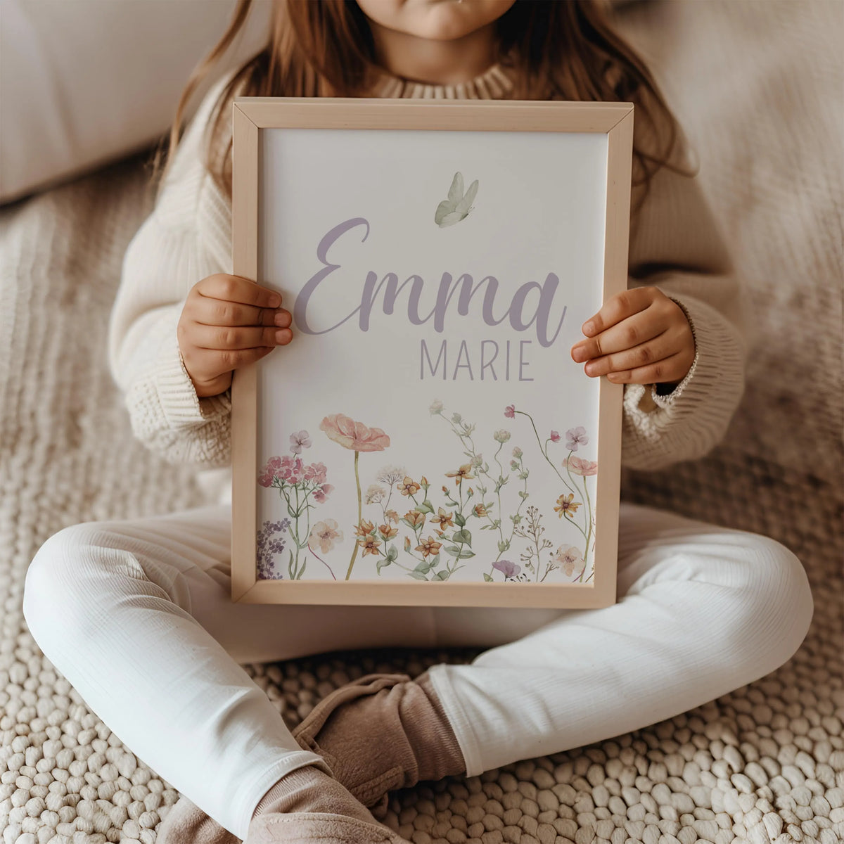 Floral Nursery Wall Art | Custom Wildflowers Print | Boho baby Girl Nursery Decor | Personalized  Nursery Name Sign | Watercolor Flowers ( Digital Download) 