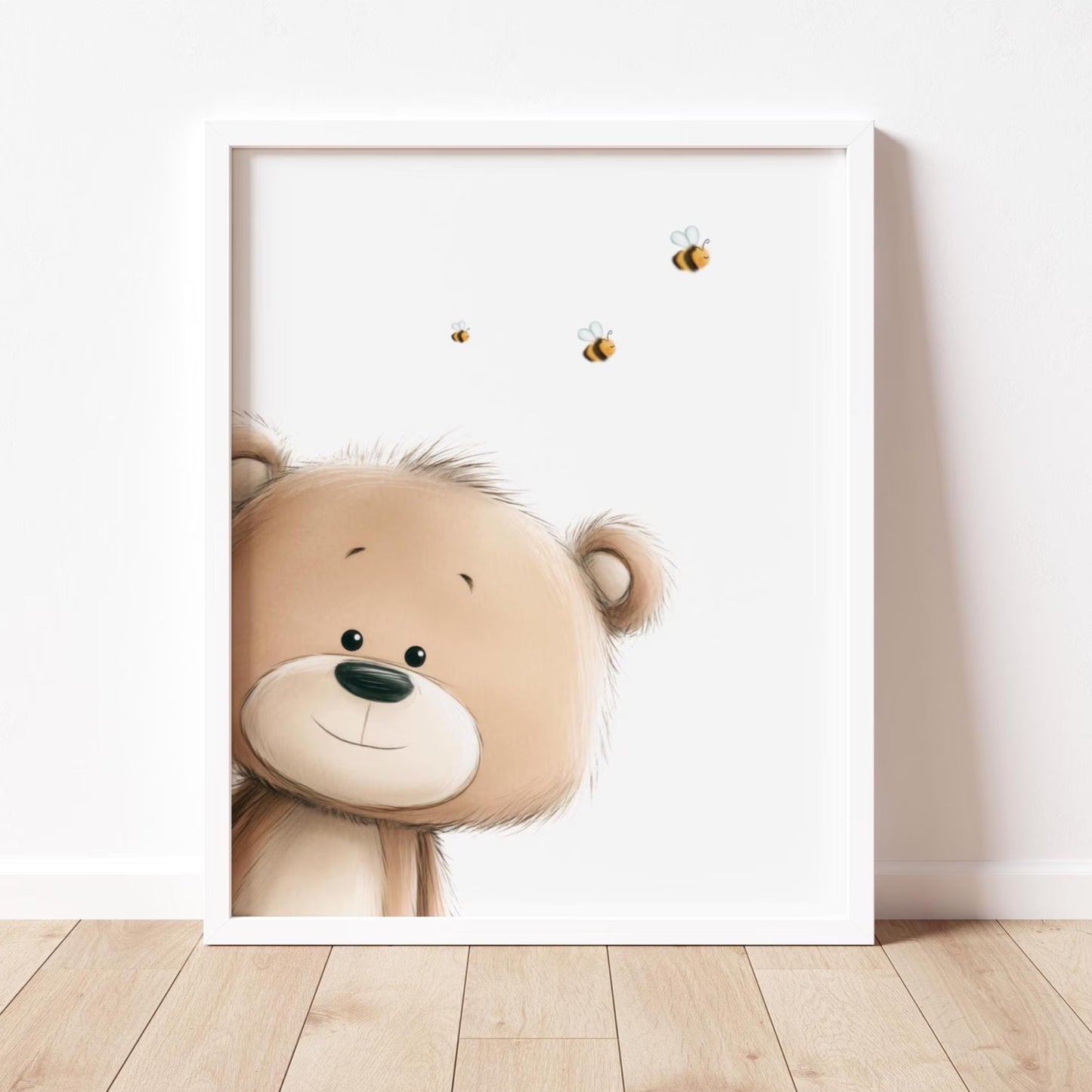 Watercolor Peeking Teddy Bears Nursery Wall Art | Set of 3 Prints | Baby Boy & Girl Room Decor | Neutral Nursery | Baby Shower Gift | Instant Download