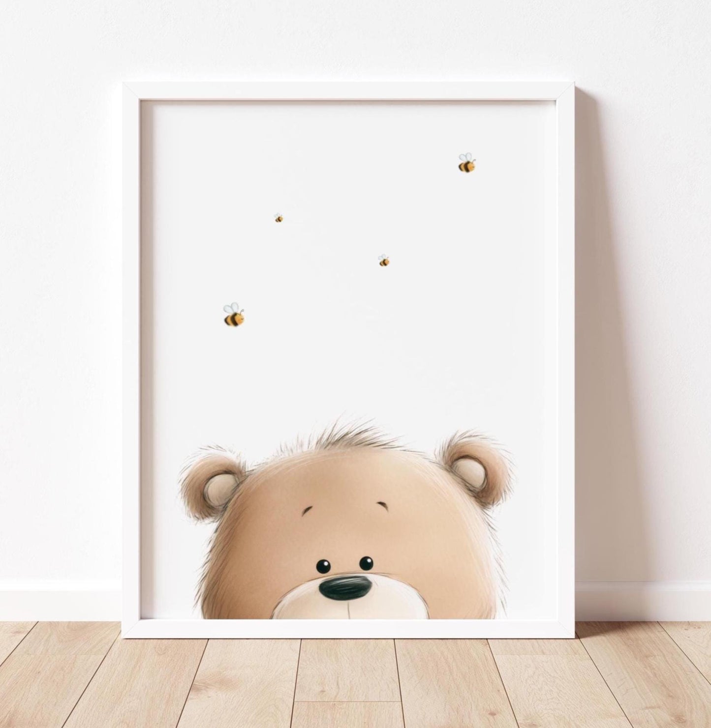 Watercolor Peeking Teddy Bears Nursery Wall Art | Set of 3 Prints | Baby Boy & Girl Room Decor | Neutral Nursery | Baby Shower Gift | Instant Download