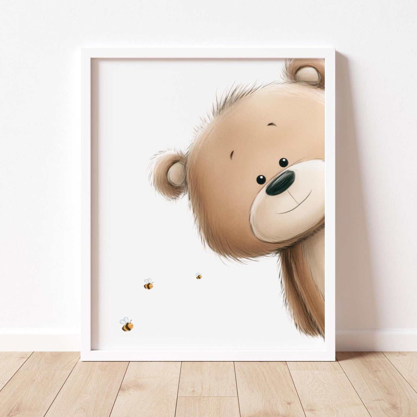 Watercolor Peeking Teddy Bears Nursery Wall Art | Set of 3 Prints | Baby Boy & Girl Room Decor | Neutral Nursery | Baby Shower Gift | Instant Download