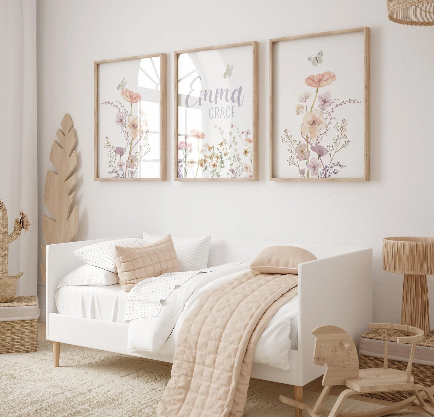 This Boho Style Wildflowers Nursery wall art is personalized with the child's name and initial The colors of the font can be customised to suit your decor needs.

Shop now and create beautiful nursery wall art with your child’s name today!

SuArtPrint Studio offers high-resolution printables, available for digital download.