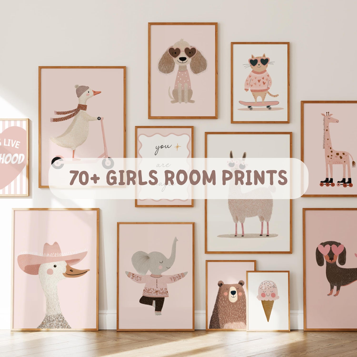 70+ Baby Girl Nursery Wall Art Prints bundle - Pink Nursery Decor & Girls Room Prints | SuArtPrintStudio