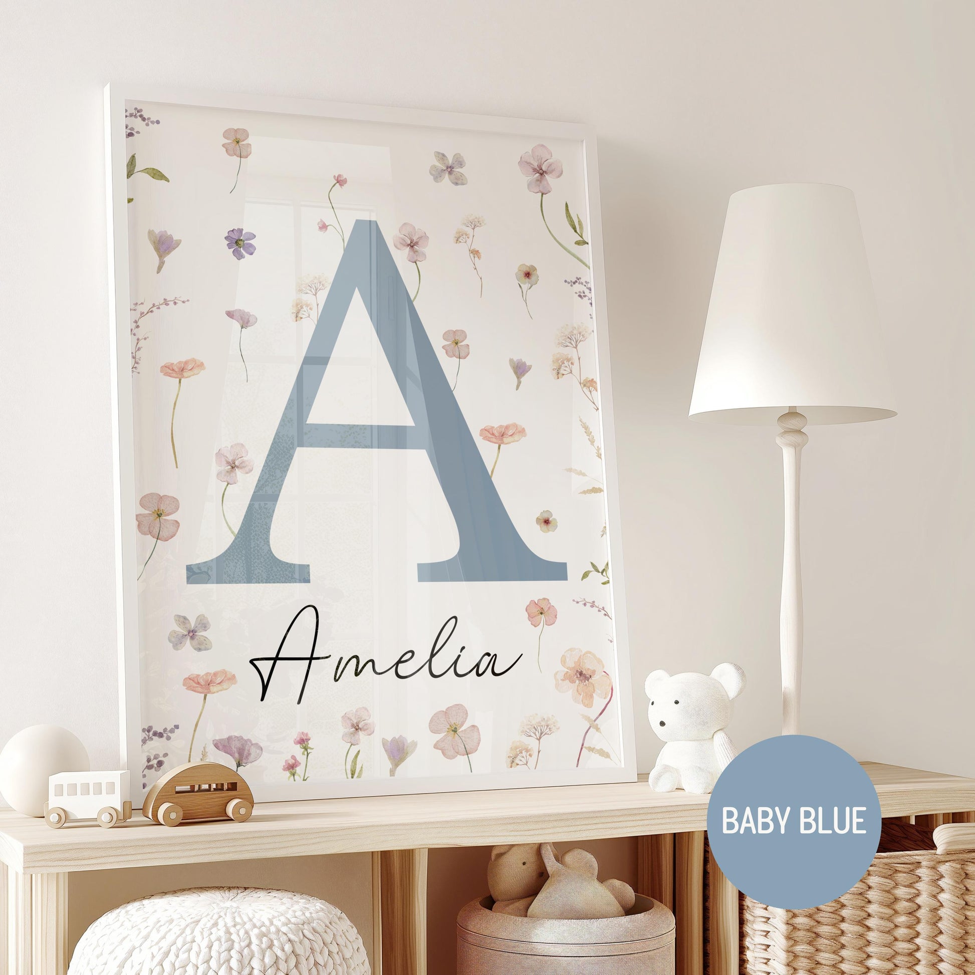 Personalized Wildflower Girl Nursery Wall Art Print | Baby Name sign | Boho, Nursery Decor (Digital Download) Suartprintstudio