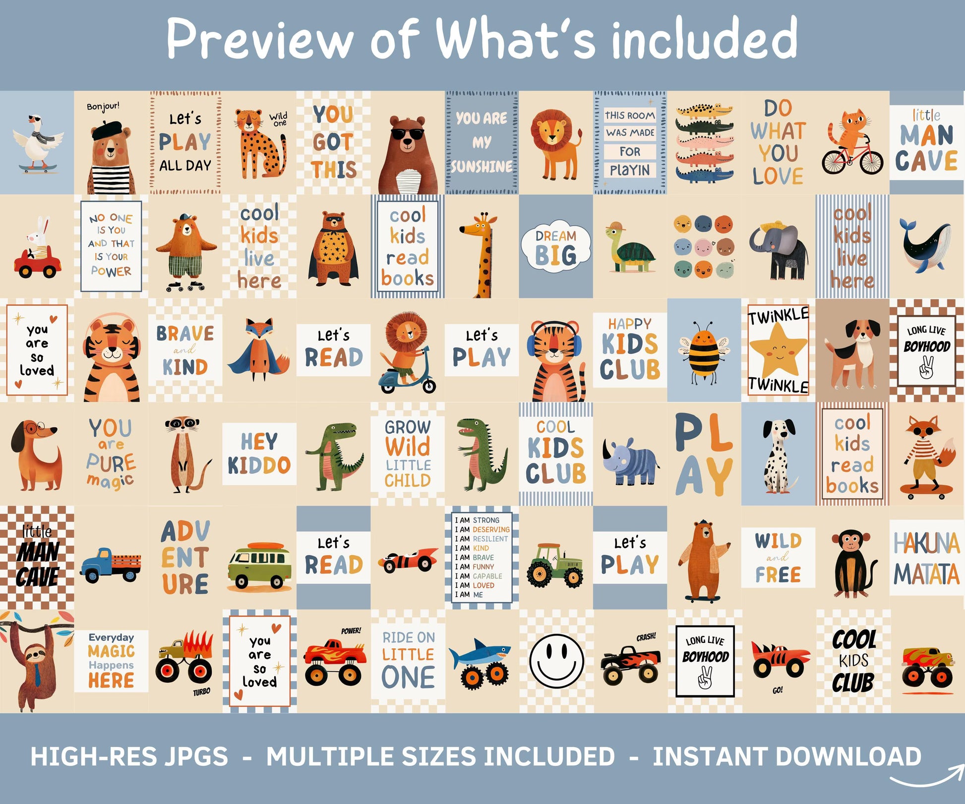 boys nursery wall art · safari nursery decor · woodland animal prints
instant download · digital download · printable wall art
gallery wall · toddler room · playroom decor · baby shower gift
kids bedroom decor · alphabet letter prints · monster truck