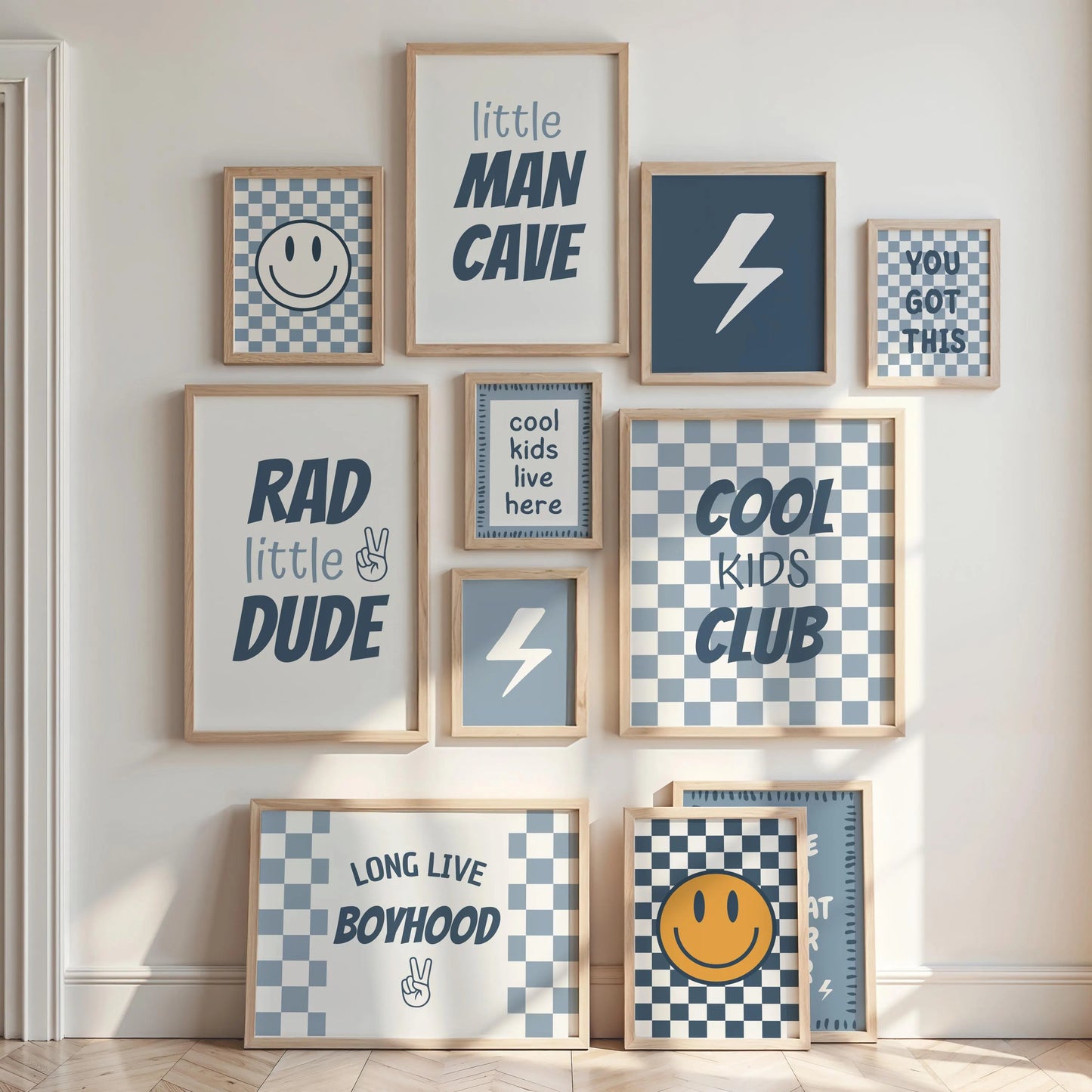 50+ Boys Nursery Wall Art Prints | Long Live Boyhood, Checkered, Smiley Face, Groovy | Baby Boy & Kids Room Decor | Printable Bundle | Instant Download