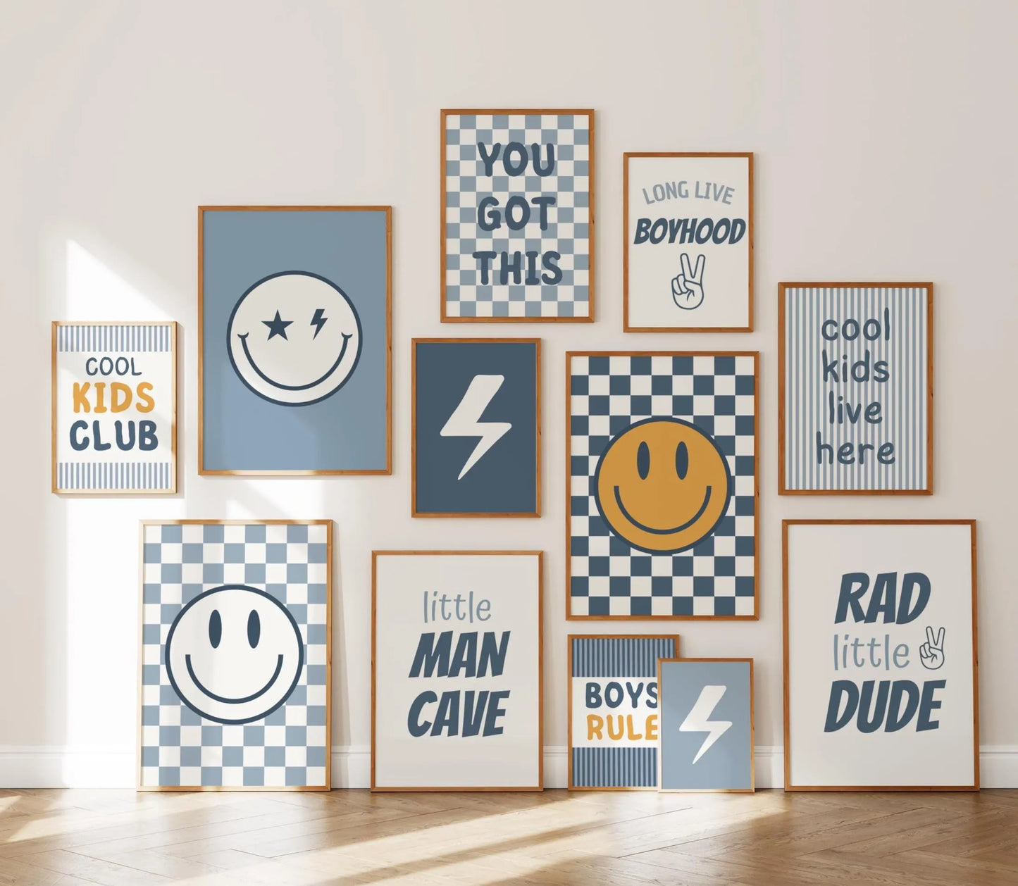 50+ Boys Nursery Wall Art Prints | Long Live Boyhood, Checkered, Smiley Face, Groovy | Baby Boy & Kids Room Decor | Printable Bundle | Instant Download