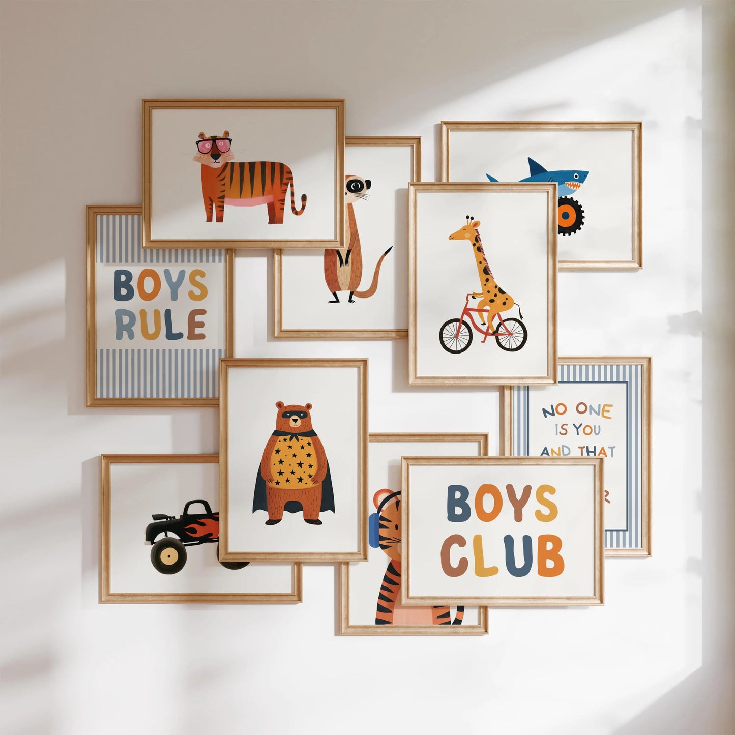 Boys nursery printable wall art – jungle animals and inspirational quotes, digital download
