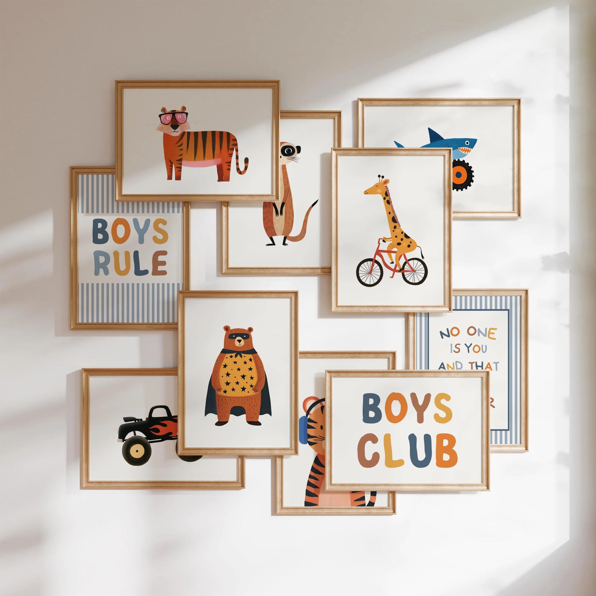 Boys nursery printable wall art – jungle animals and inspirational quotes, digital download