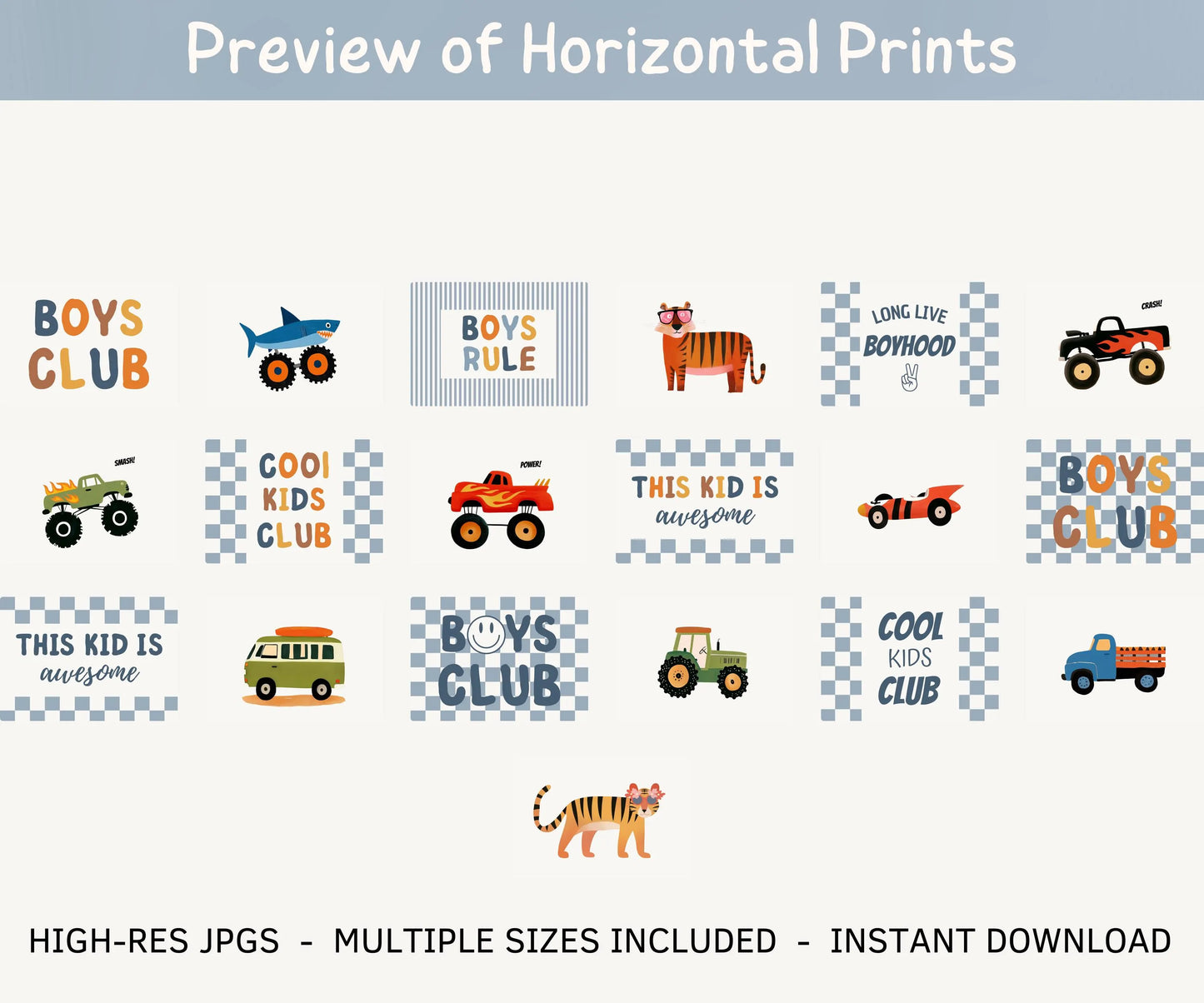 Boys nursery wall art printable – playful animal prints, inspirational quotes, nursery & playroom decor, instant digital download | SuArtPrintStudio