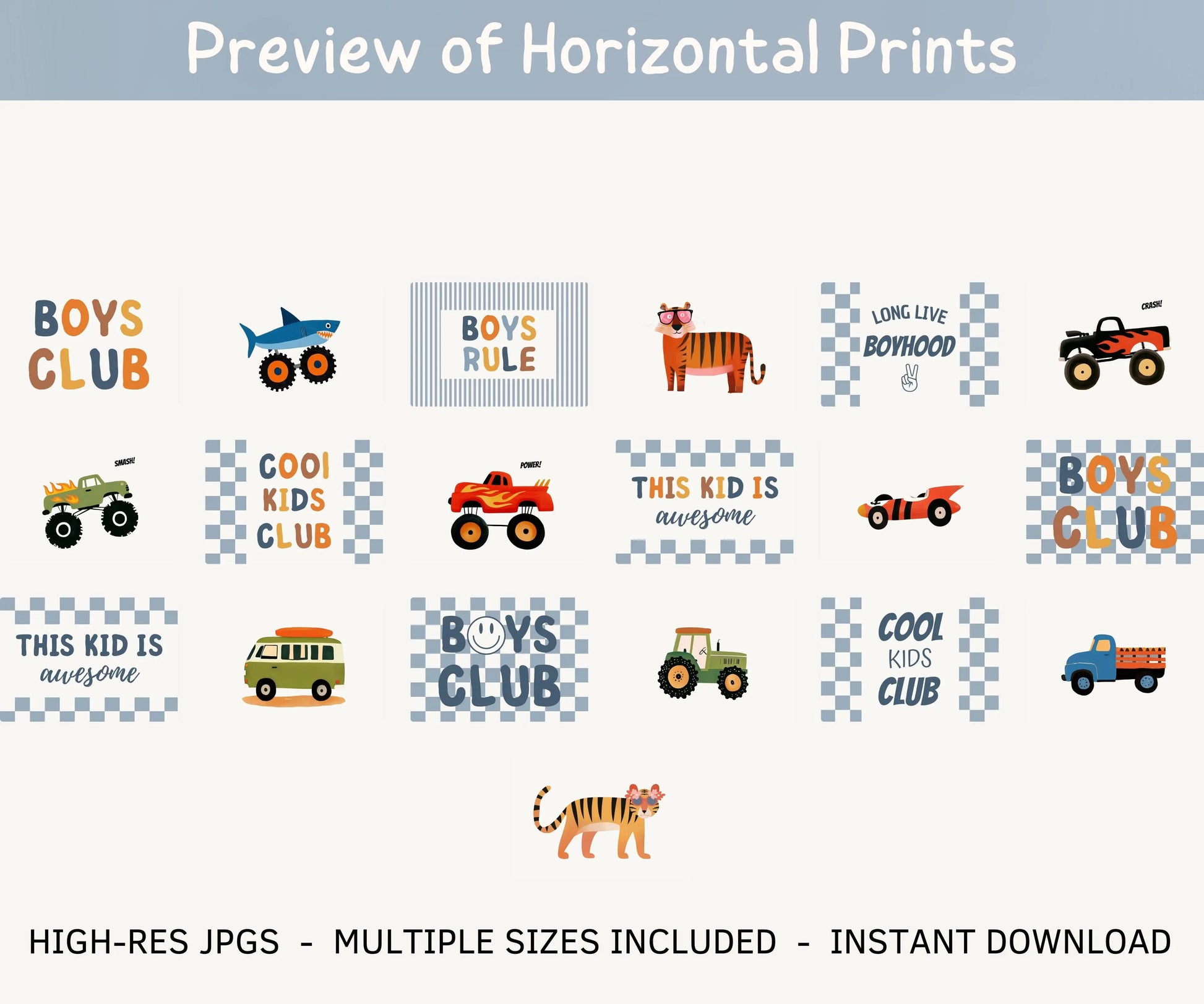 Boys nursery wall art printable – playful animal prints, inspirational quotes, nursery & playroom decor, instant digital download | SuArtPrintStudio