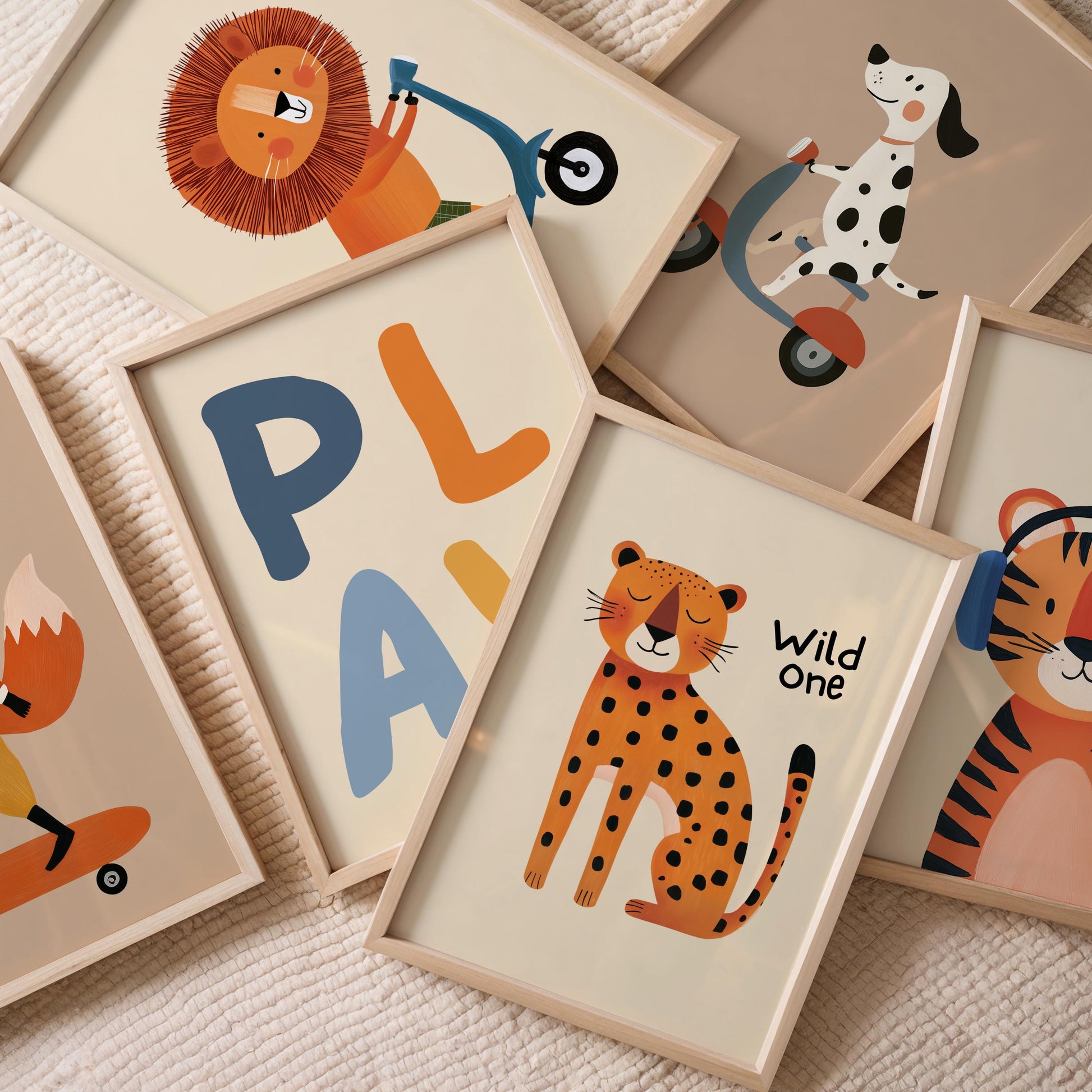 Whimsical nursery wall art prints set of 6 playroom decor safari woodland nursery decor | boys room decor toddler room decor | kids room gallery wall | baby shower gift di