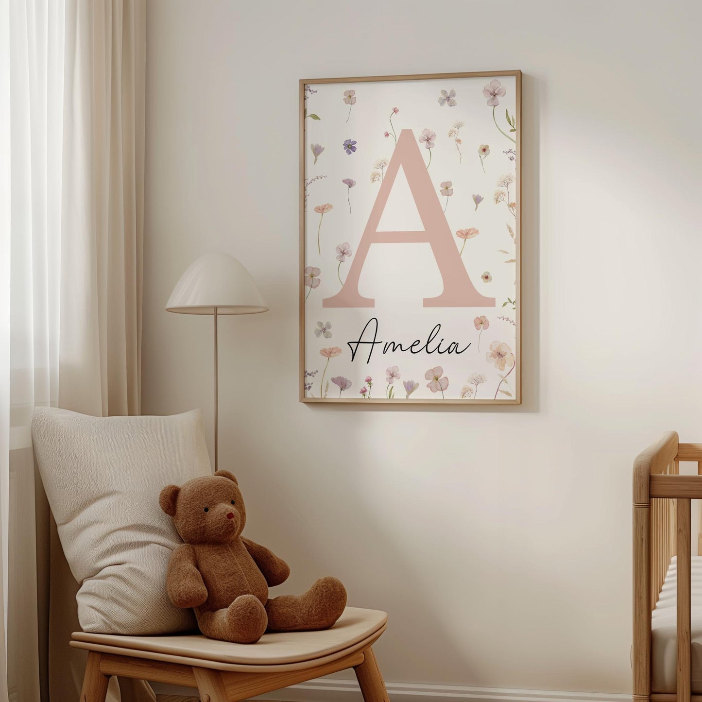 Personalized Wildflowers baby Nursery Wall Art Print| baby name sign| Boho, Girl nursery decor Suartprintstudio