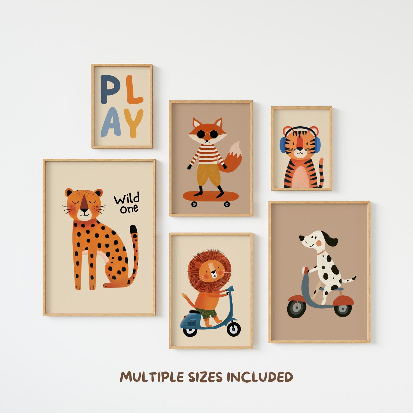 Whimsical Nursery Wall Art Prints Set of 6: Playroom Wall Art| Safari, Woodland, Nursery Decor
