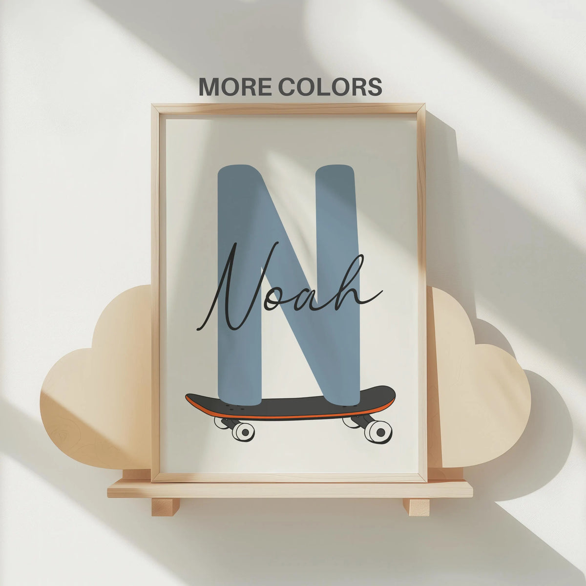 Skateboard Letter Nursery Name Print, Personalized Kids Room Wall Art, Custom Name Sign (Digital Download)