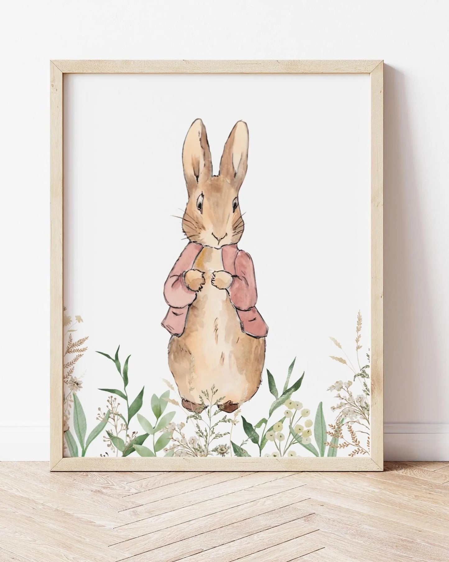 Peter Rabbit Nursery Wall Art Prints Set of 3 | Newborn Name Sign | Bunny, Wildflowers (Digital Downloads)