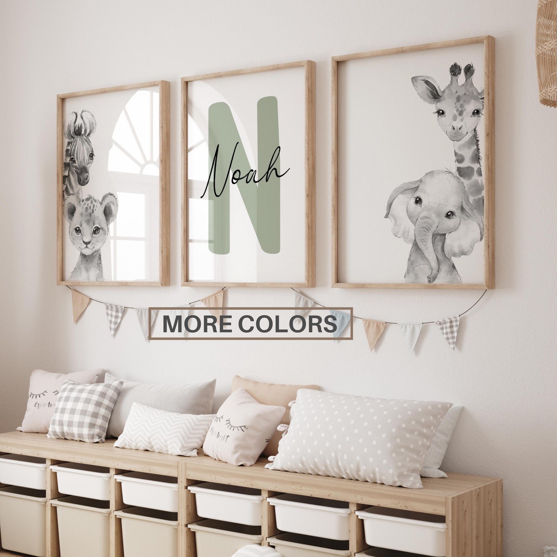 Safari Nursery Wall Art Prints | Custom Name Sign, Safari nursery Decor (Digital Download) Suartprintstudio
