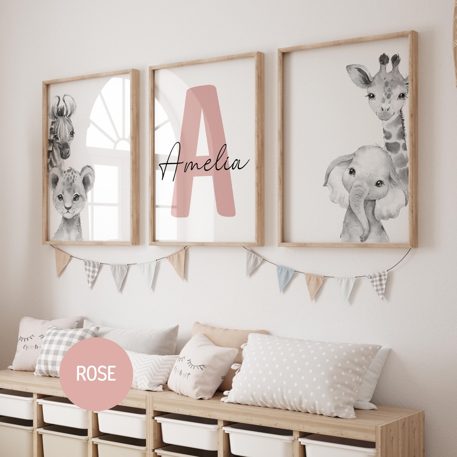 Safari Nursery Wall Art Prints | Custom Name Sign, Safari nursery Decor (Digital Download) Suartprintstudio