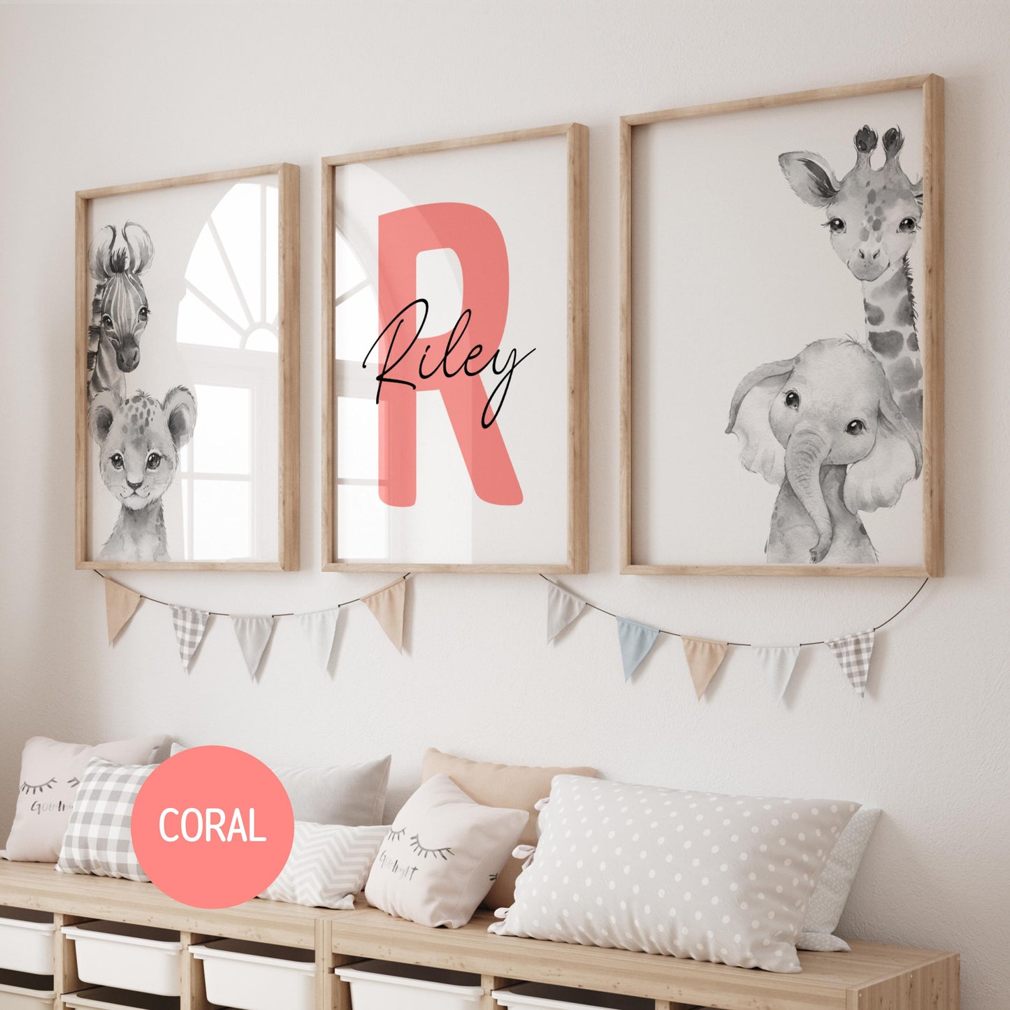 Safari Nursery Wall Art Prints | Custom Name Sign, Safari nursery Decor (Digital Download) Suartprintstudio