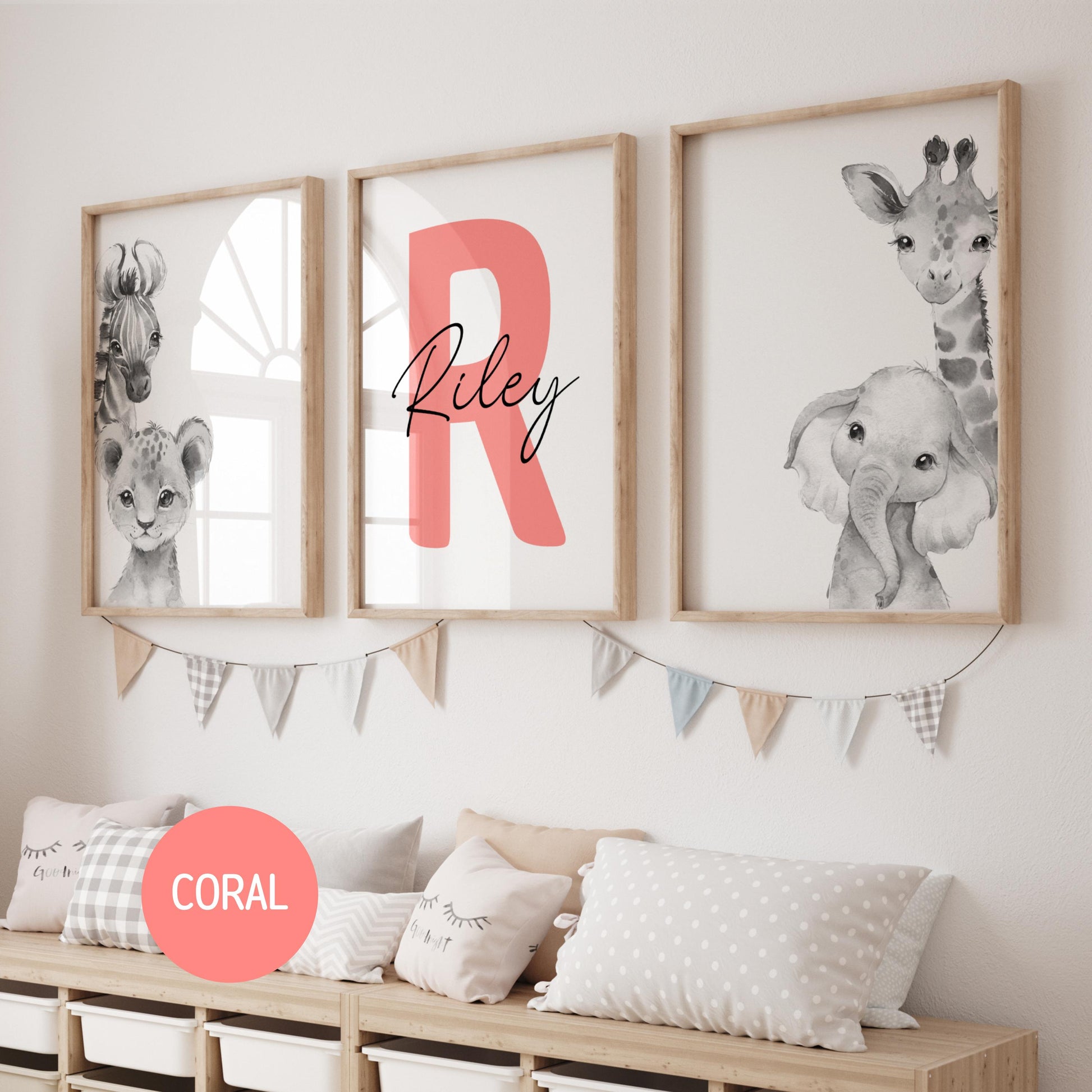 Safari Nursery Wall Art Prints | Custom Name Sign, Safari nursery Decor (Digital Download) Suartprintstudio