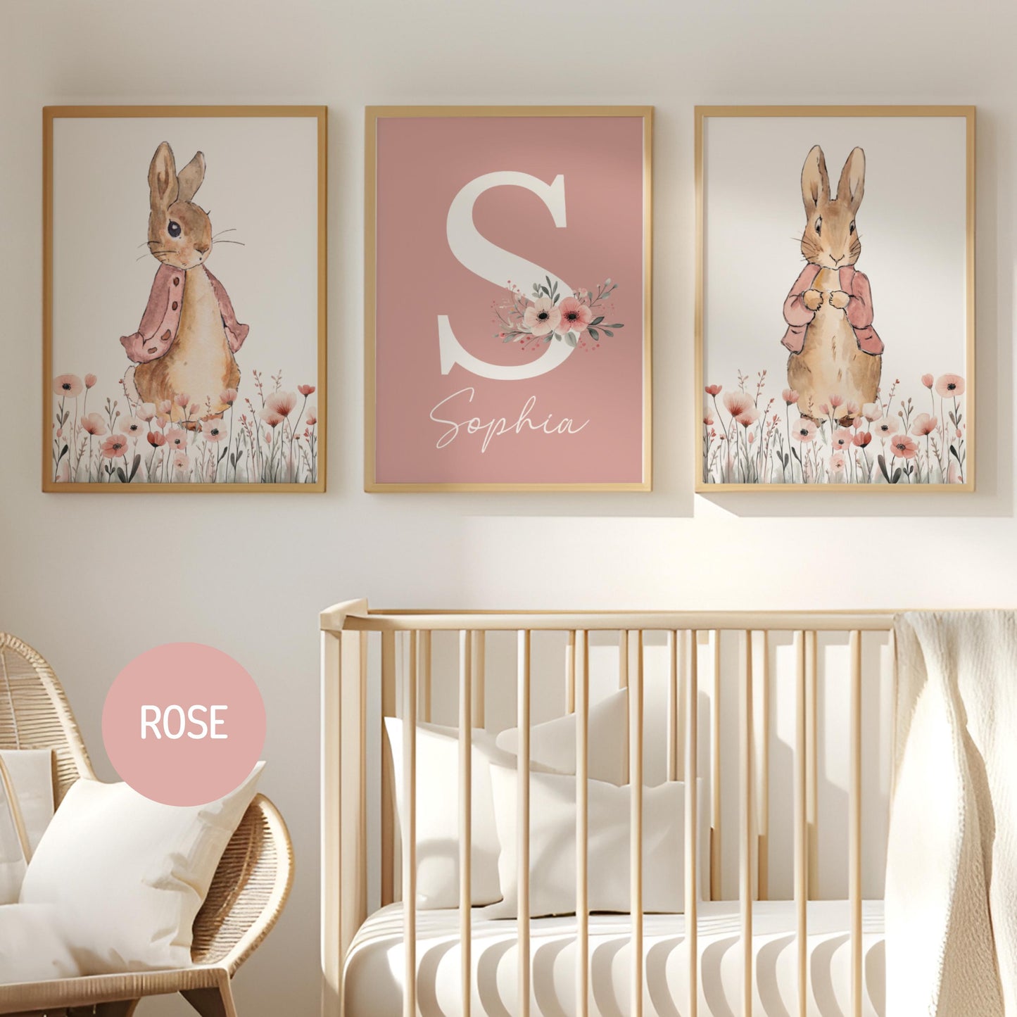 Peter Rabbit Nursery Wall Art Prints Set of 3 | Newborn Name Sign | Bunny, Wildflowers (Digital Downloads) Suartprinttstudio