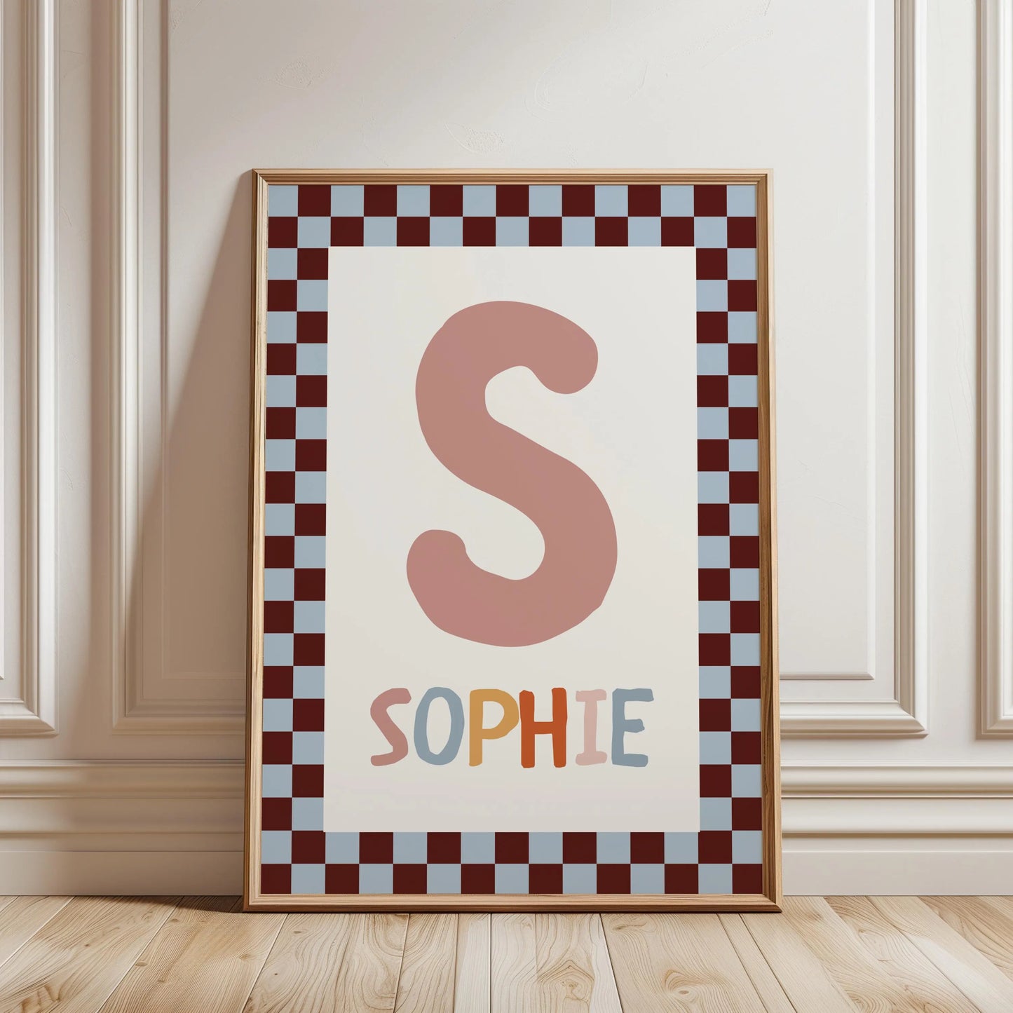 Personalized Nursery Name Wall Art Print | Checkered Monogram for Girls room Decor | Digital Download. Suartprintstudio