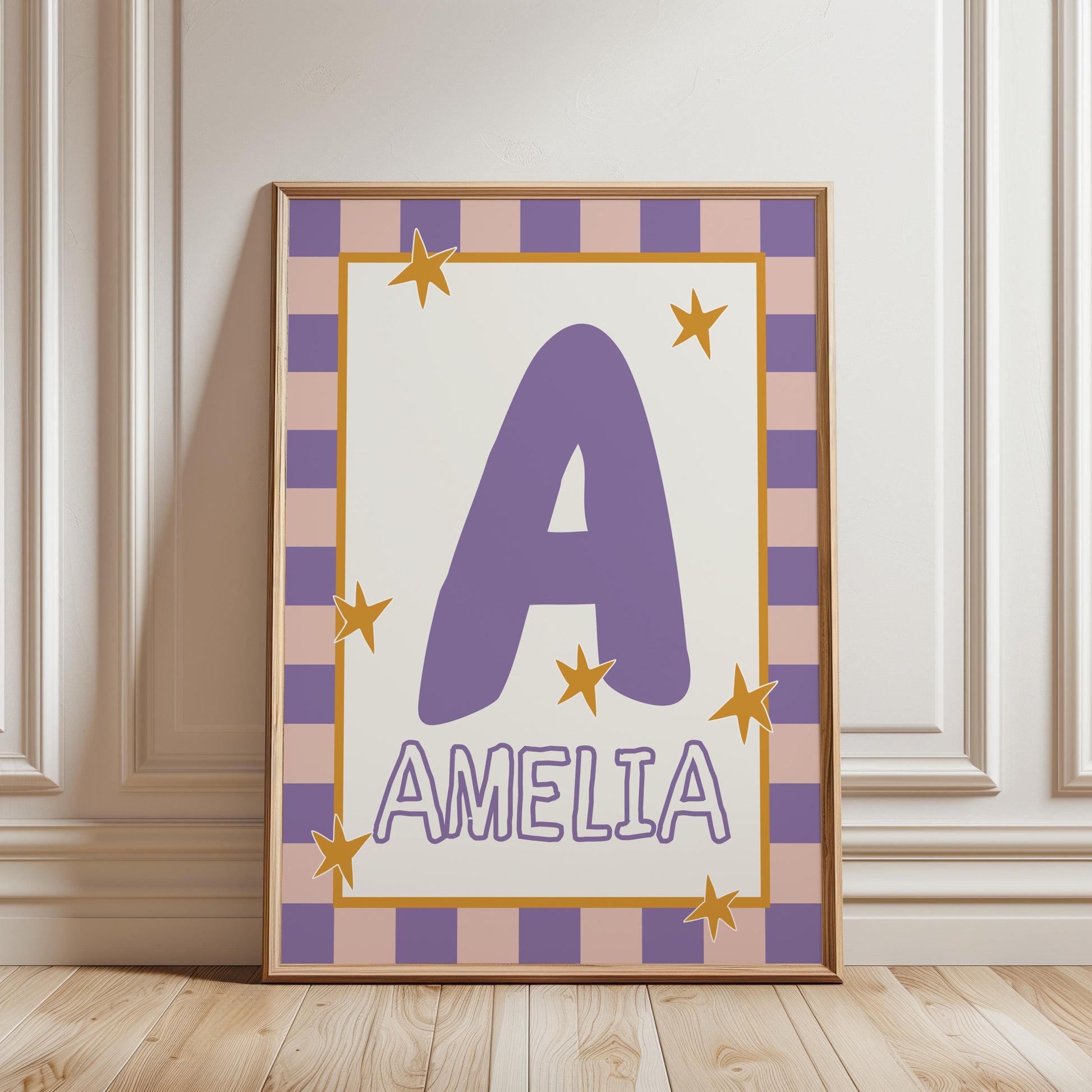 Personalized Kids Name Print – Custom Nursery Name Sign & Initial Poster for Baby Room Decor (Digital Download)