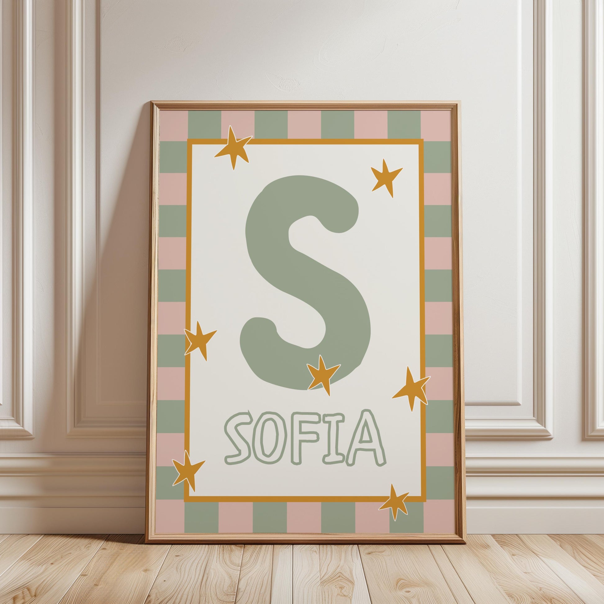Personalized Kids Name Print – Custom Nursery Name Sign & Initial Poster for Baby Room Decor (Digital Download)