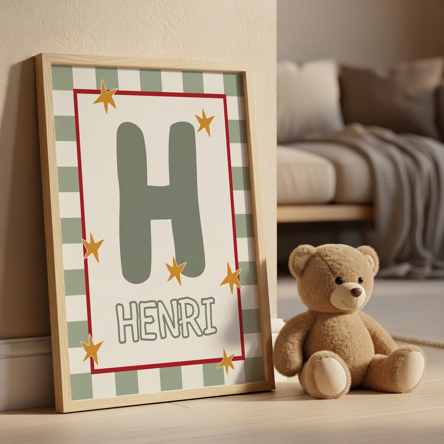 Personalized Kids Name Print – Custom Nursery Name Sign & Initial Poster for Baby Room Decor (Digital Download)