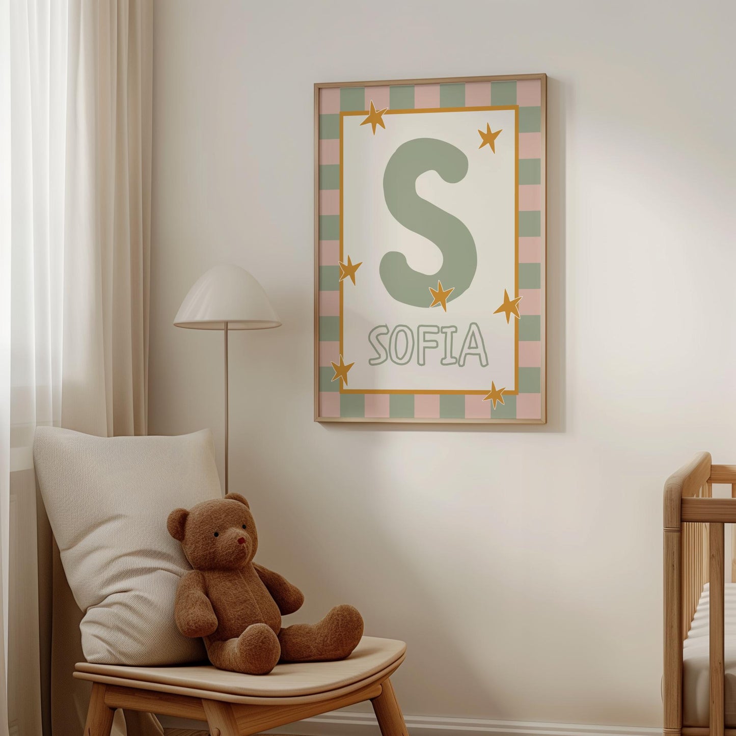 Personalized Kids Name Print – Custom Nursery Name Sign & Initial Poster for Baby Room Decor (Digital Download)