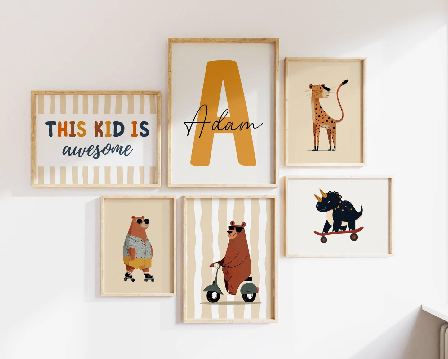 200 Boys Room Prints + Custom Name Sign Print | Nursery & Playroom Wall Art | Digital Download