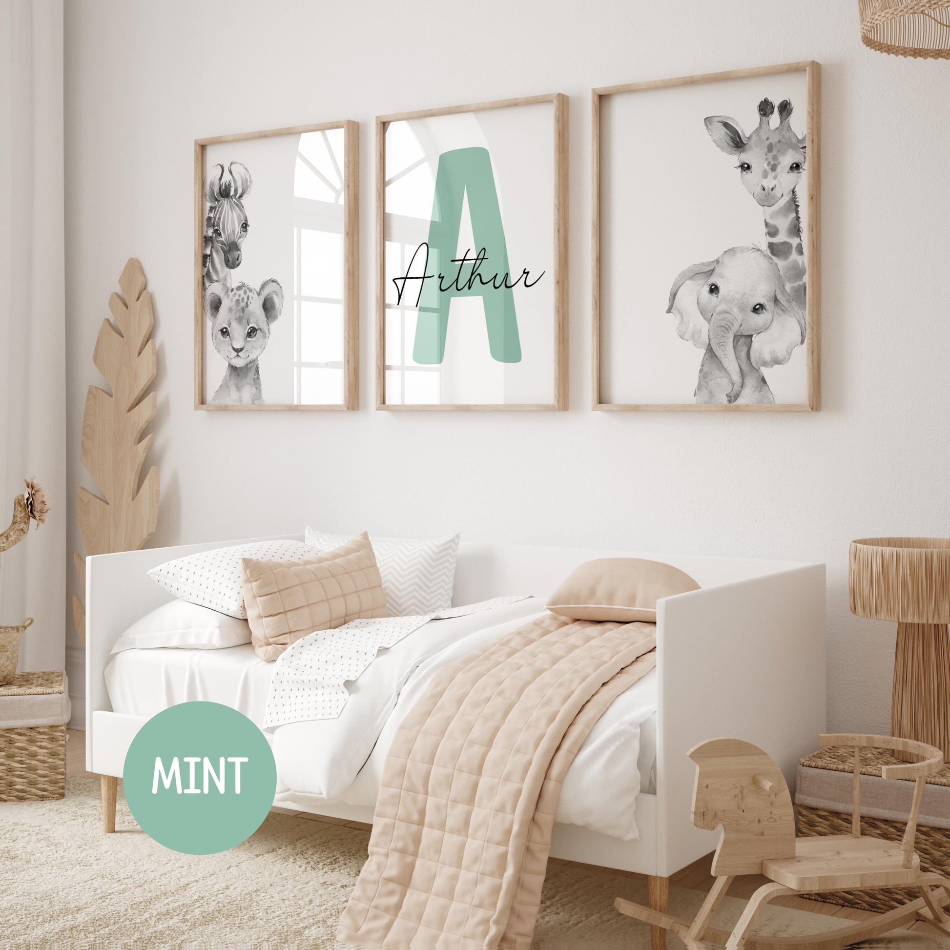 Safari Nursery Wall Art Prints | Custom Name Sign, Safari nursery Decor (Digital Download) Suartprintstudio