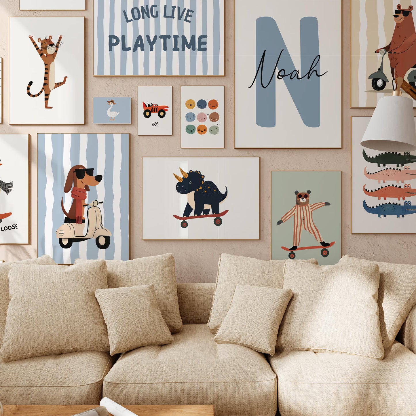 200 Boys Room Prints + Custom Name Sign Print | Nursery & Playroom Wall Art | Digital Download