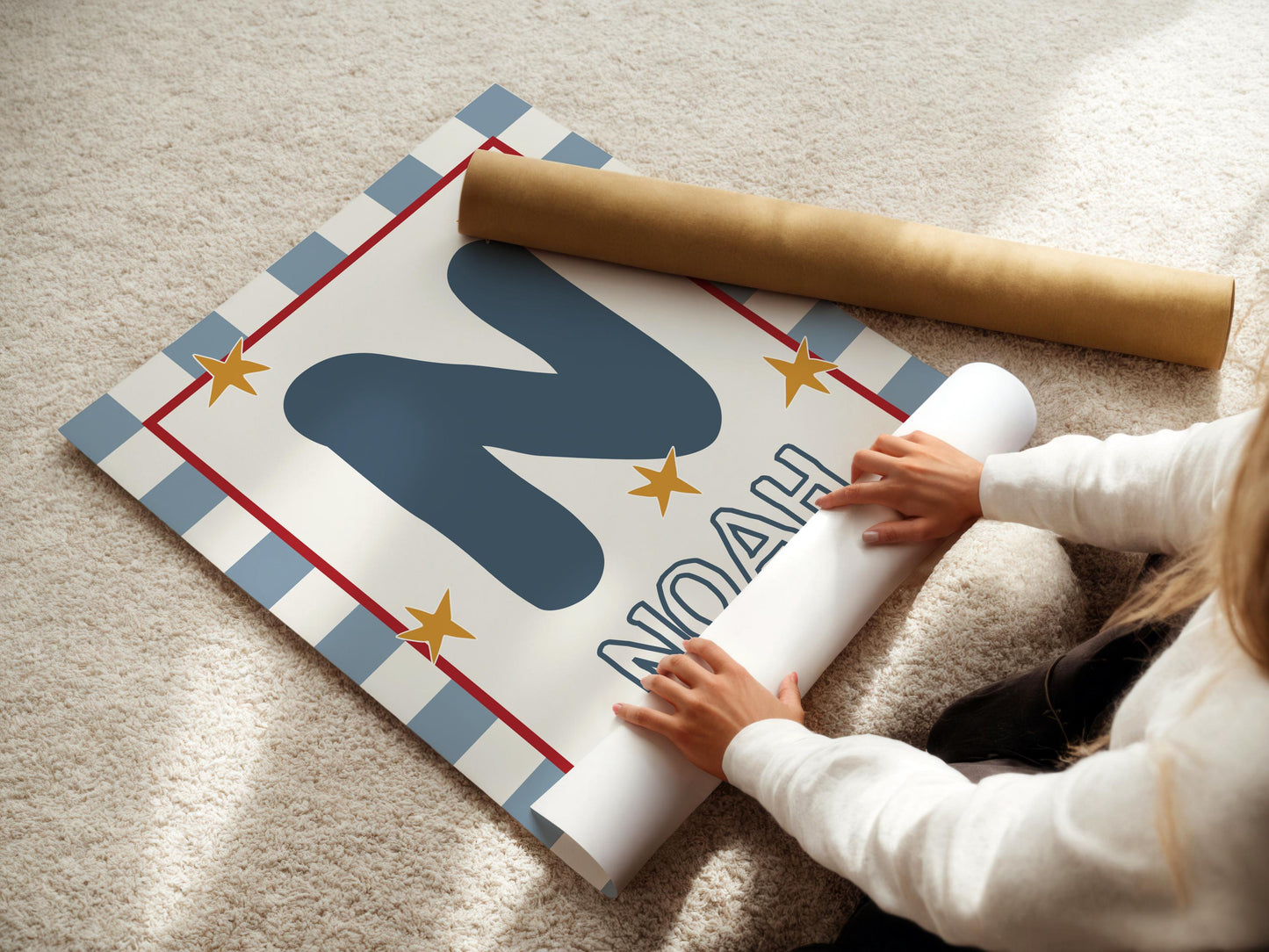 Personalized Kids Name Print – Custom Nursery Name Sign & Initial Poster for Baby Room Decor (Digital Download)