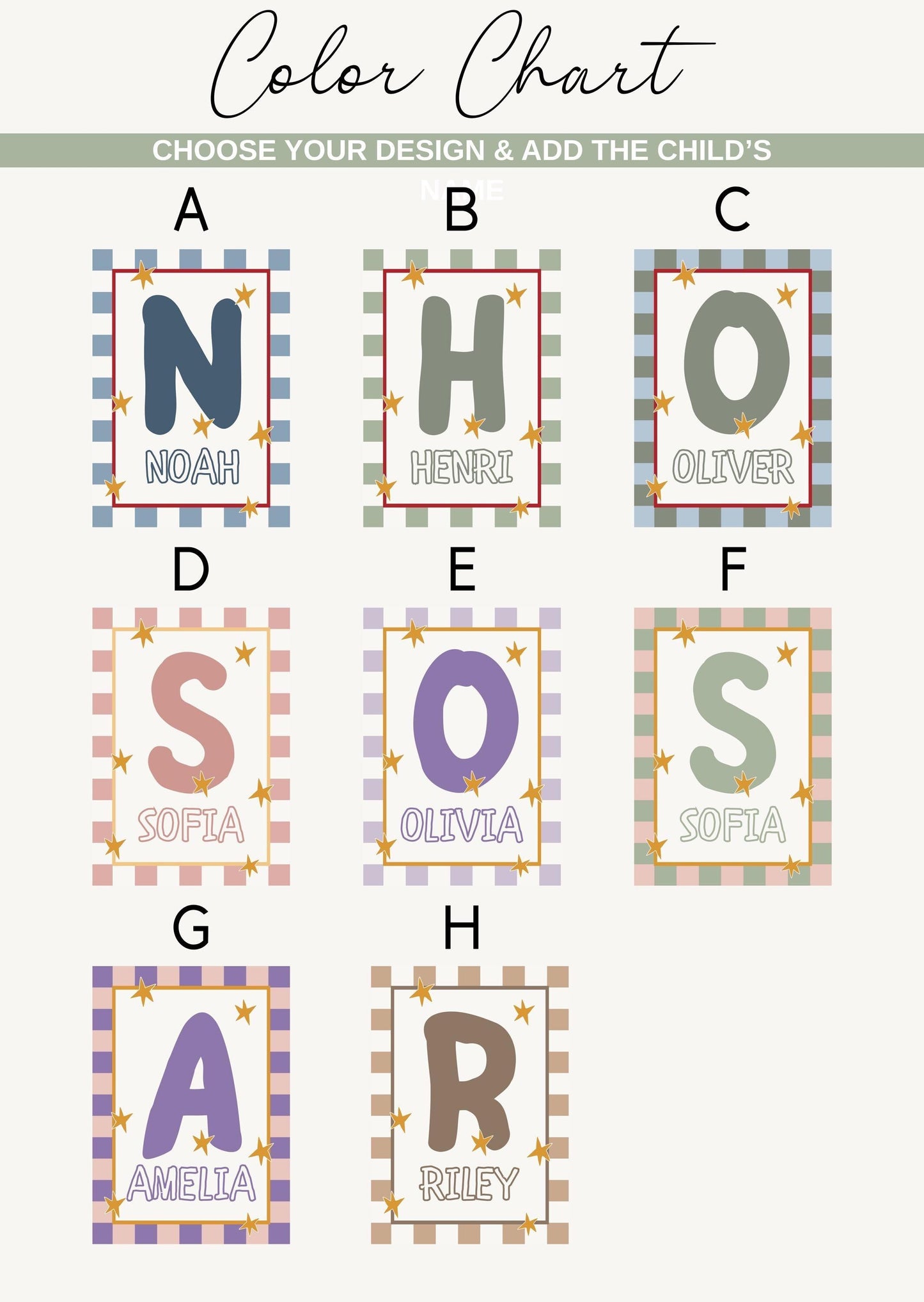 Personalized Kids Name Print – Custom Nursery Name Sign & Initial Poster for Baby Room Decor (Digital Download)