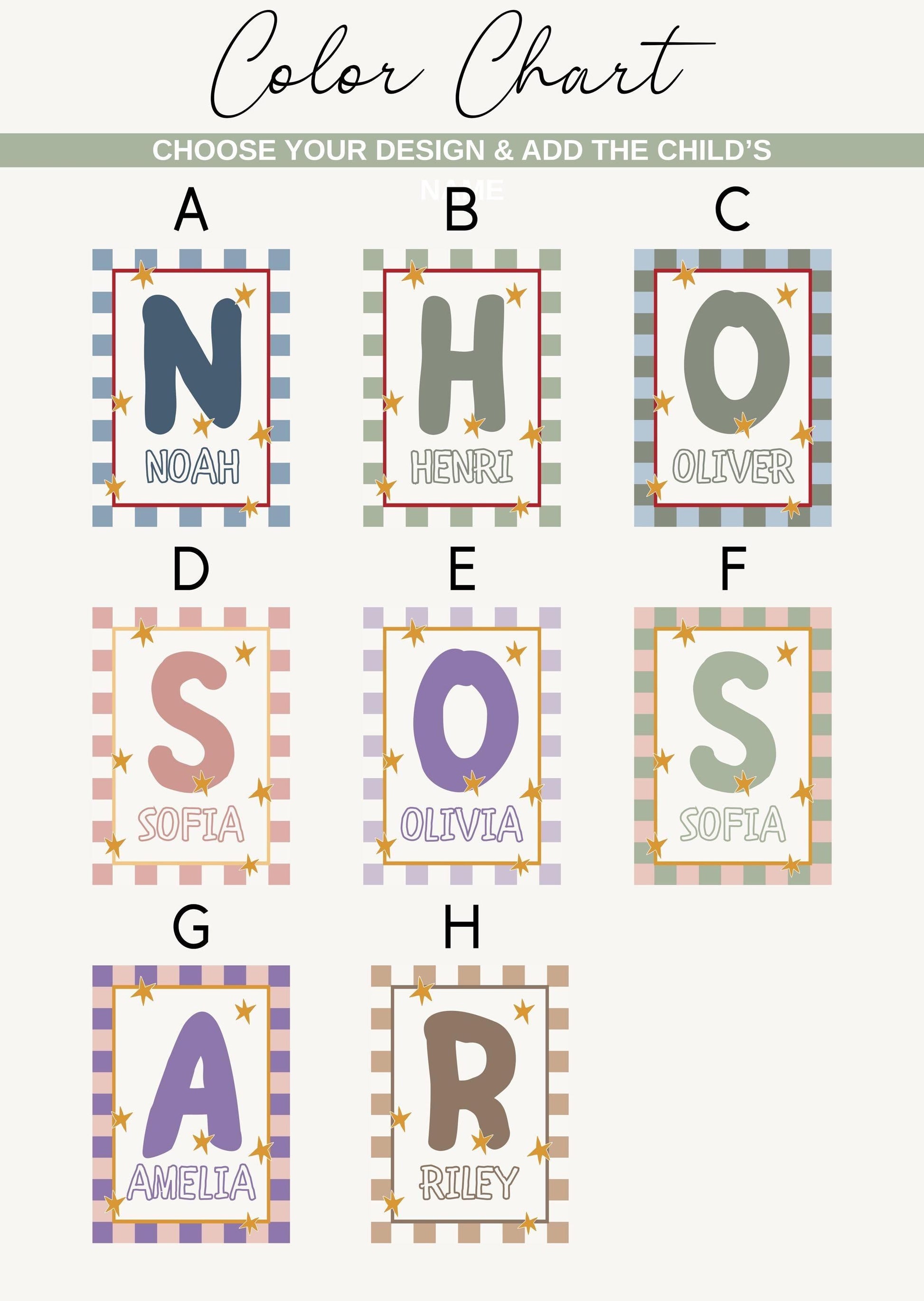 Personalized Kids Name Print – Custom Nursery Name Sign & Initial Poster for Baby Room Decor (Digital Download)