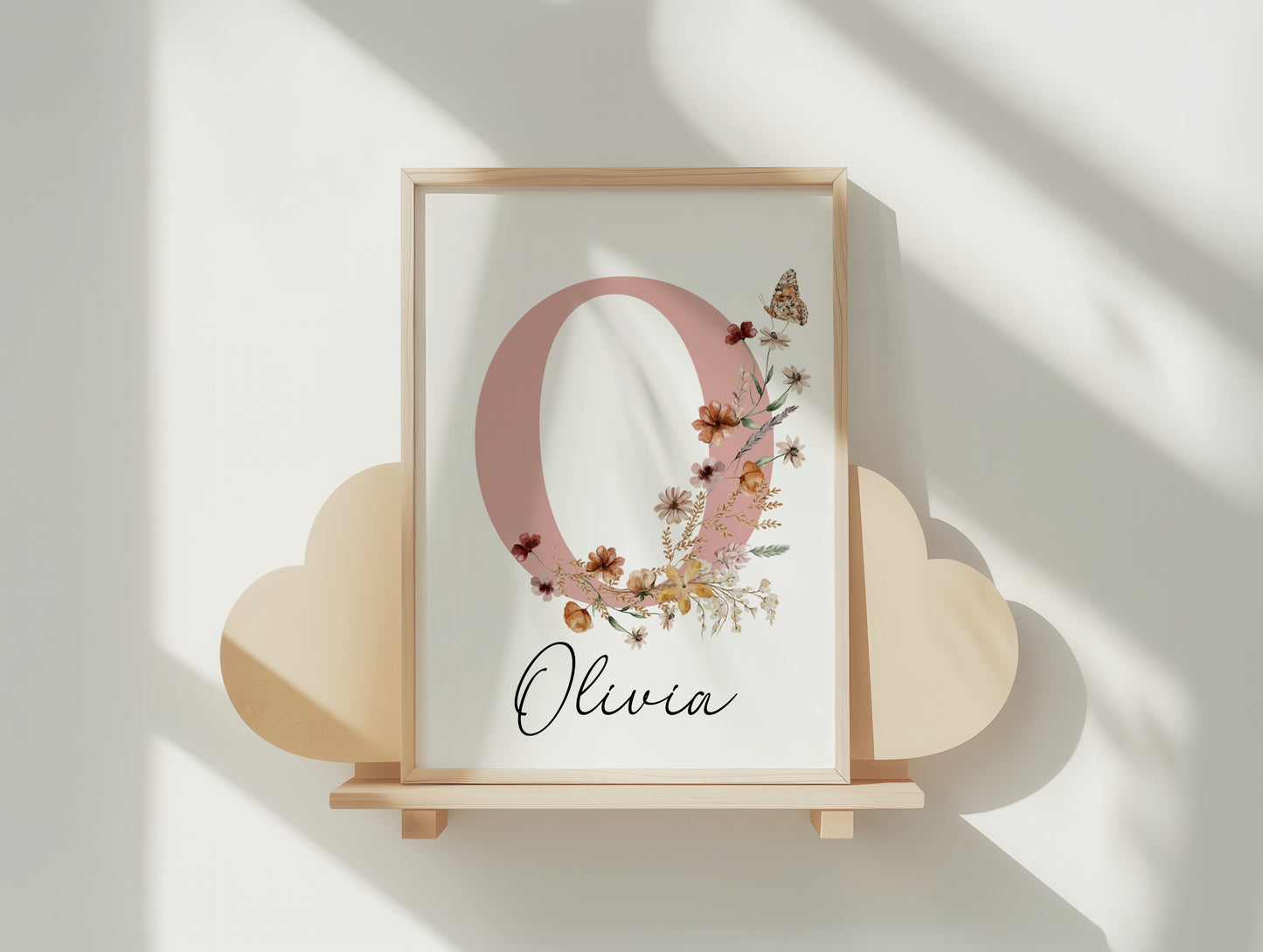 Boho Wildflowers Girl Nursery wall Art Prints: Personalized Name Print (Digital Download)