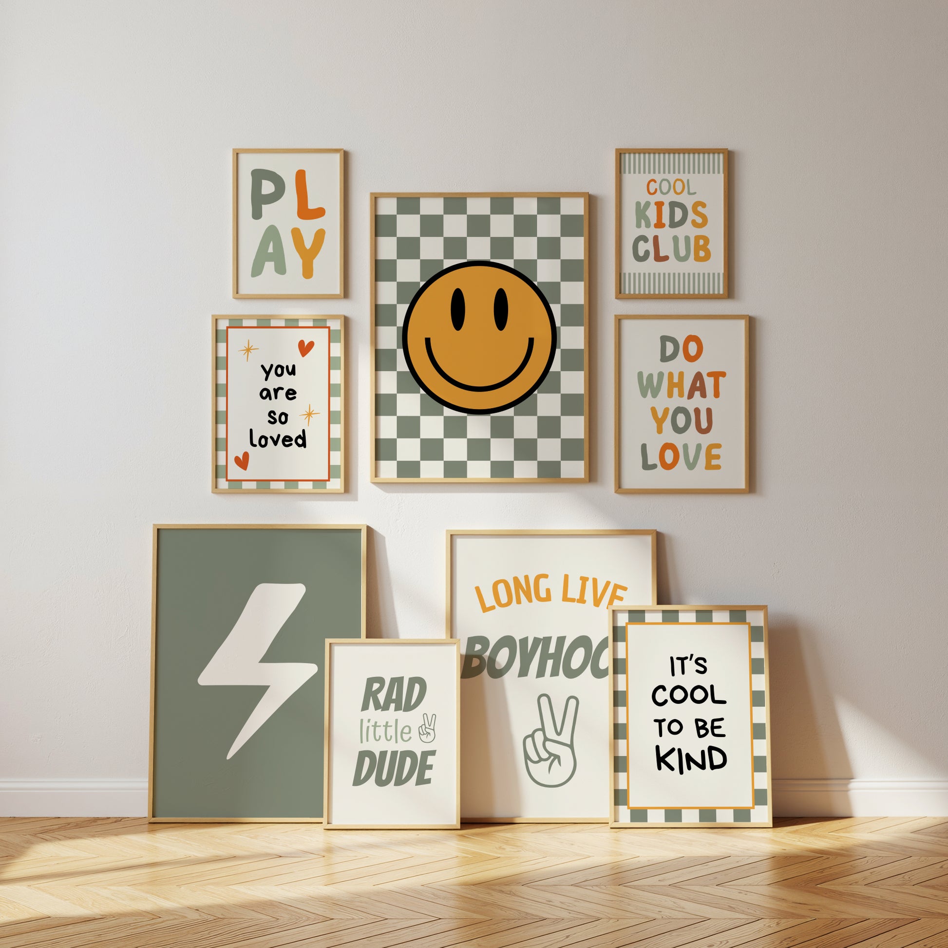 50 Boys Nursery Wall Art Bundle | Retro Whimsical Boy Aesthetic | Rad Little Dude, Smile & Checkered Groovy Prints | Instant Download | Suartprintstudio