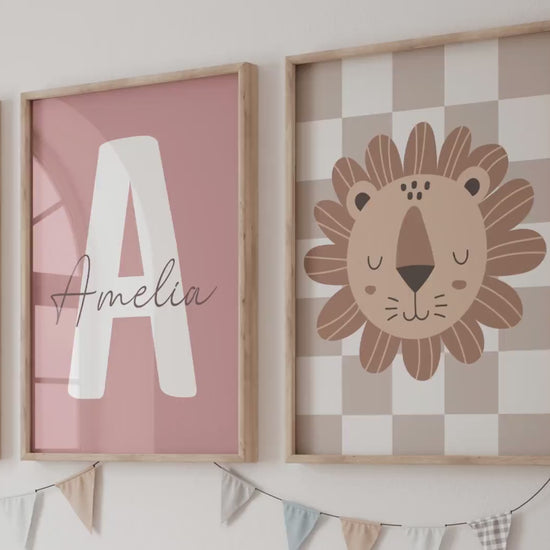 Safari Nursery Wall Art Prints | Custom Name Sign, Safari nursery Decor (Digital Download)