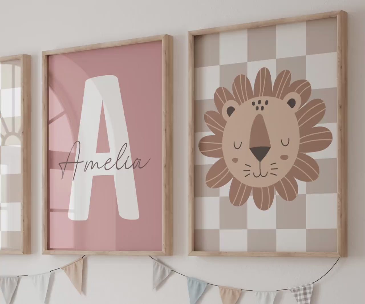 Safari Nursery Wall Art Prints | Custom Name Sign, Safari nursery Decor (Digital Download)
