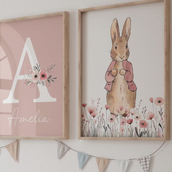 Peter Rabbit Nursery Wall Art Prints Set of 3 | Newborn Name Sign | Bunny, Wildflowers (Digital Downloads) Suartprinttstudio