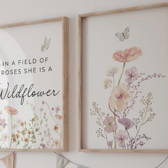 Wildflowers Nursery Wall Art Prints Set Of 3 | In a Field of Roses She is a Wldflower | Boho, Girl Nursery Decor | Digital download Suartprintstudio