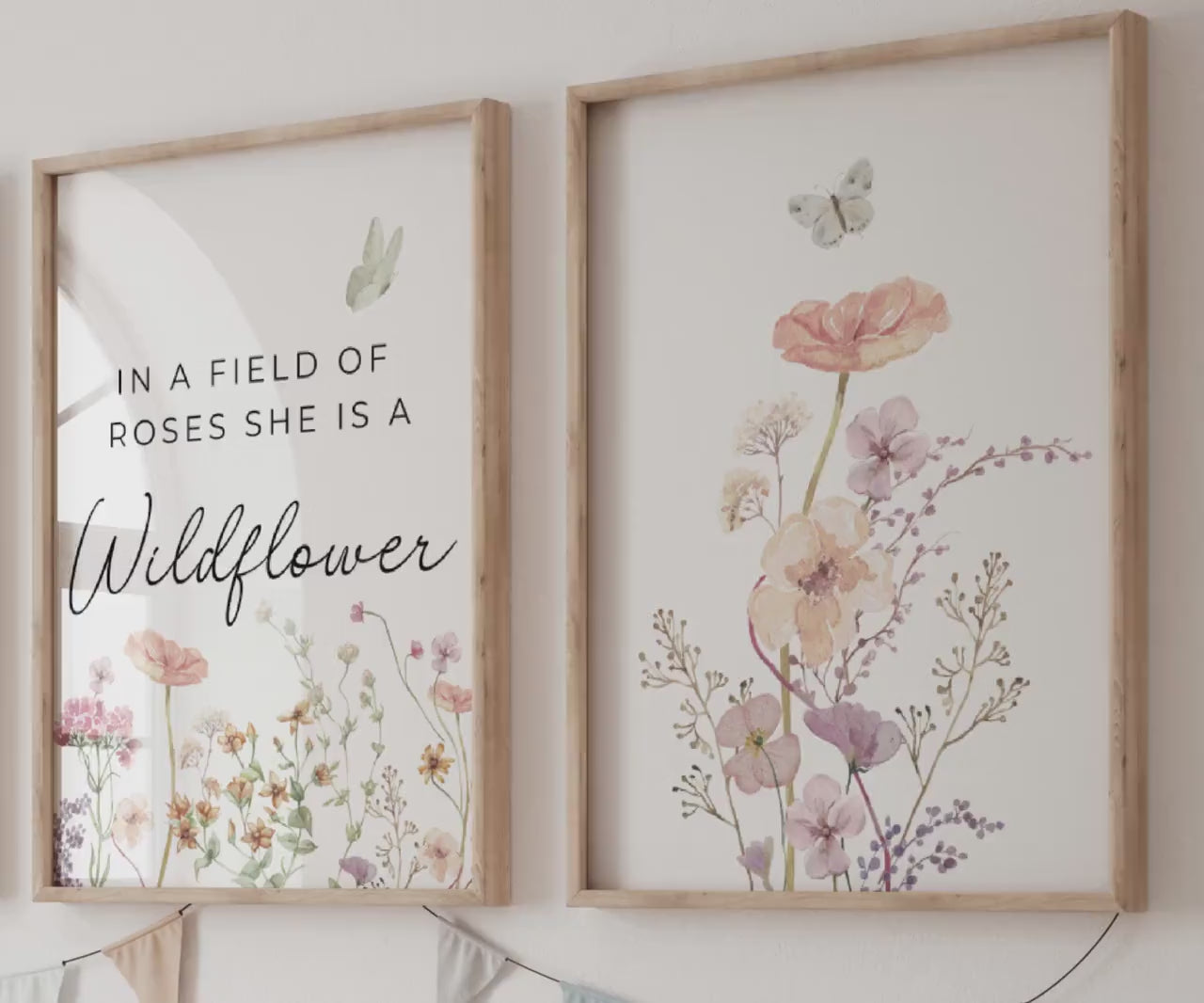 Wildflowers Nursery Wall Art Prints Set Of 3 | In a Field of Roses She is a Wldflower | Boho, Girl Nursery Decor | Digital download Suartprintstudio